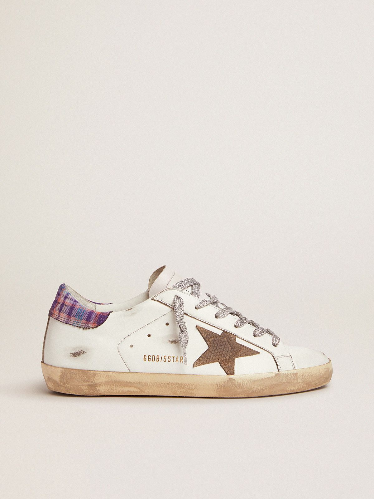 golden goose colored heel sneakers star Super-Star tab and with jacquard snake-print suede