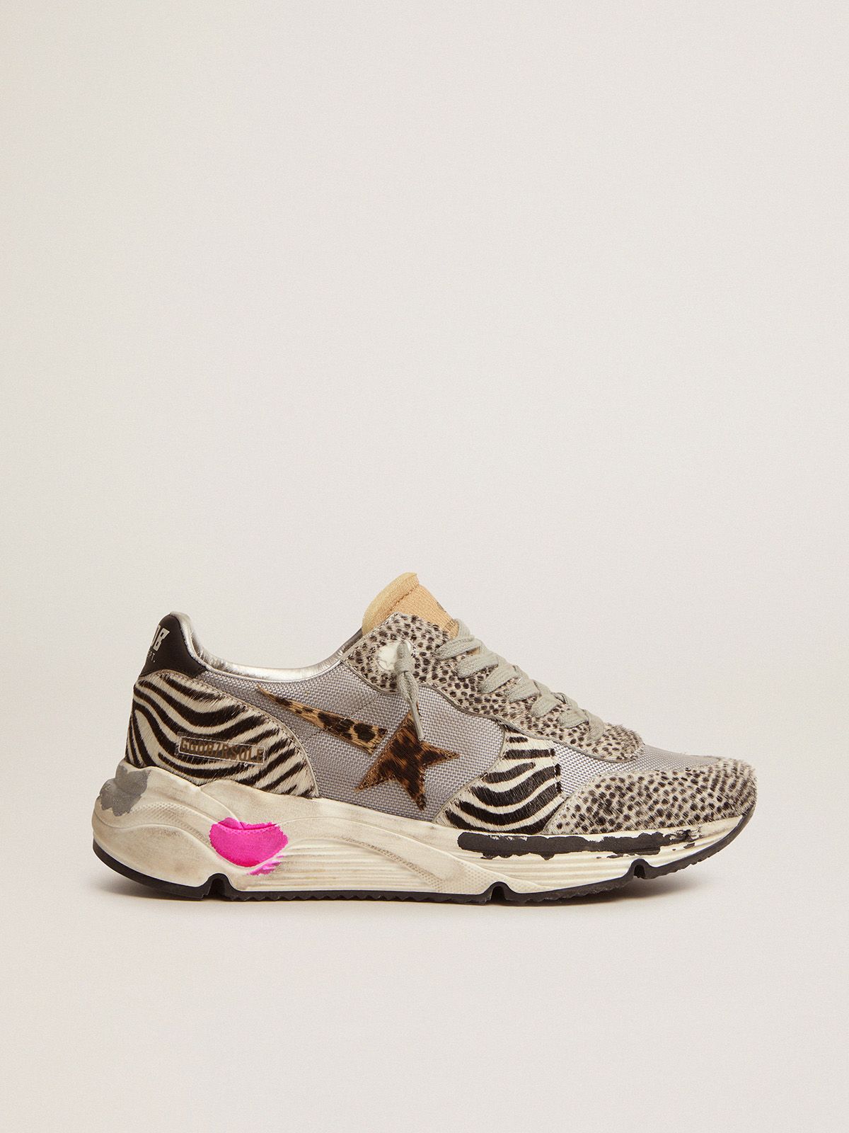 Golden Goose Ball Star Uomo Running Sole sneakers in mesh and animal-print pony skin
