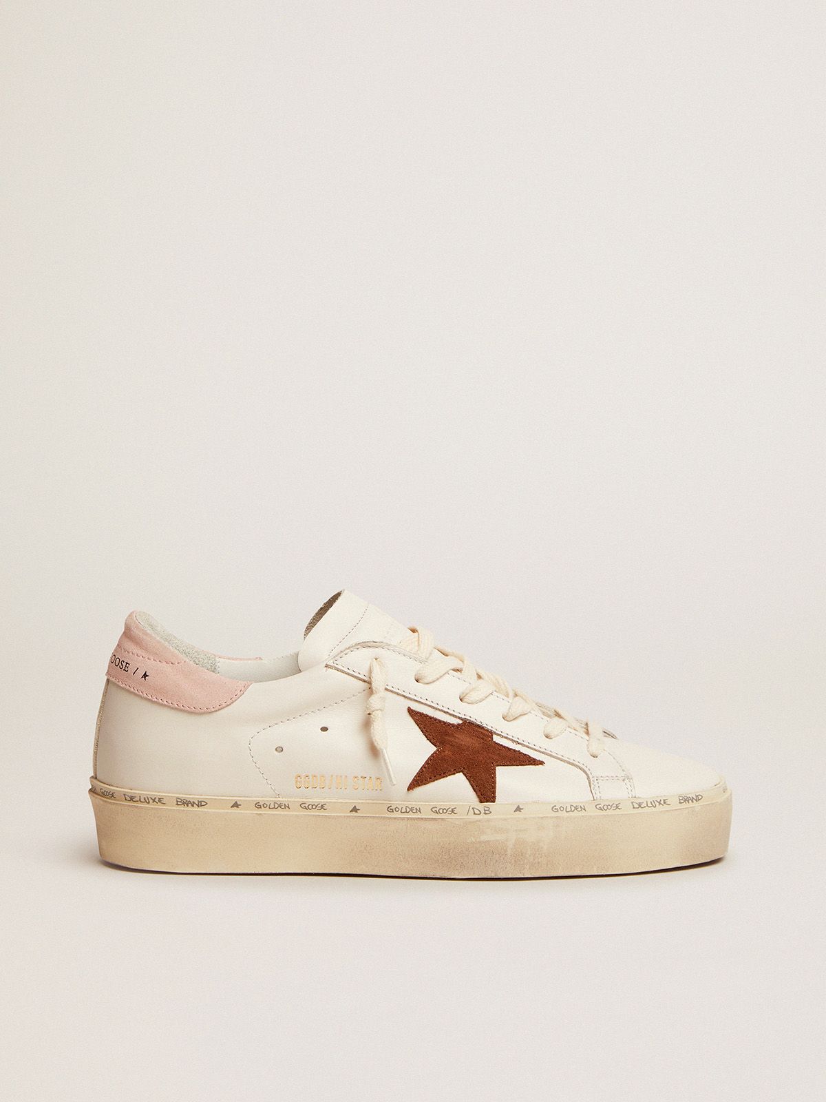 golden goose suede tab heel and Hi sneakers LTD Star pink brown with star