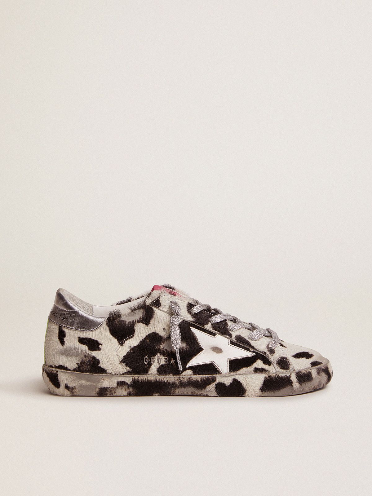Sneakers Uomo Golden Goose Super-Star LAB sneakers in cow-print pony skin and white leather star
