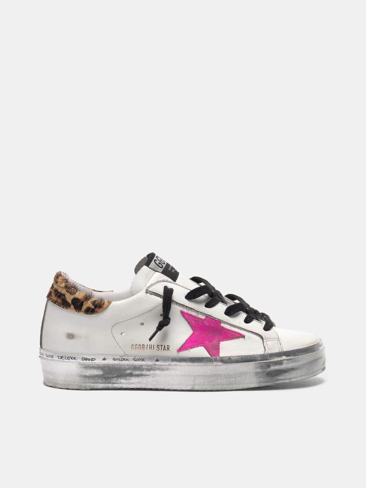 golden goose sneakers star and leopard-print with Star heel fuchsia Hi tab