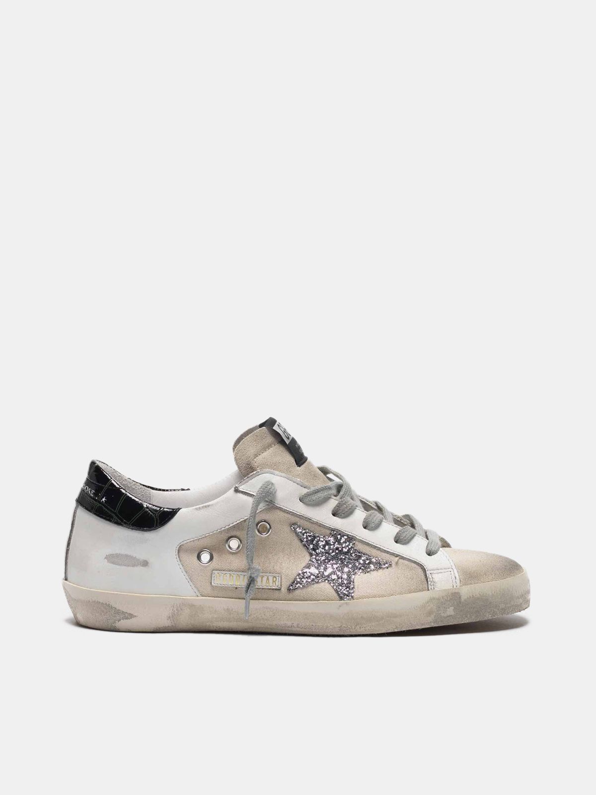 Sneakers Uomo Golden Goose Canvas Super-Star sneakers in leather with glittery star