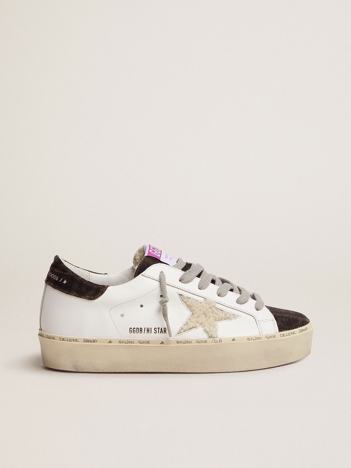 golden goose leopard-print with shearling sneakers and Star Hi tongue star