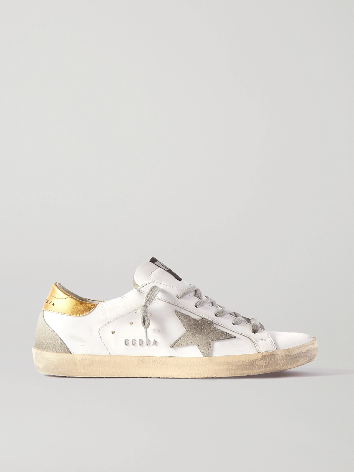 Sneakers Uomo Golden Goose Superstar distressed leather and suede sneakers