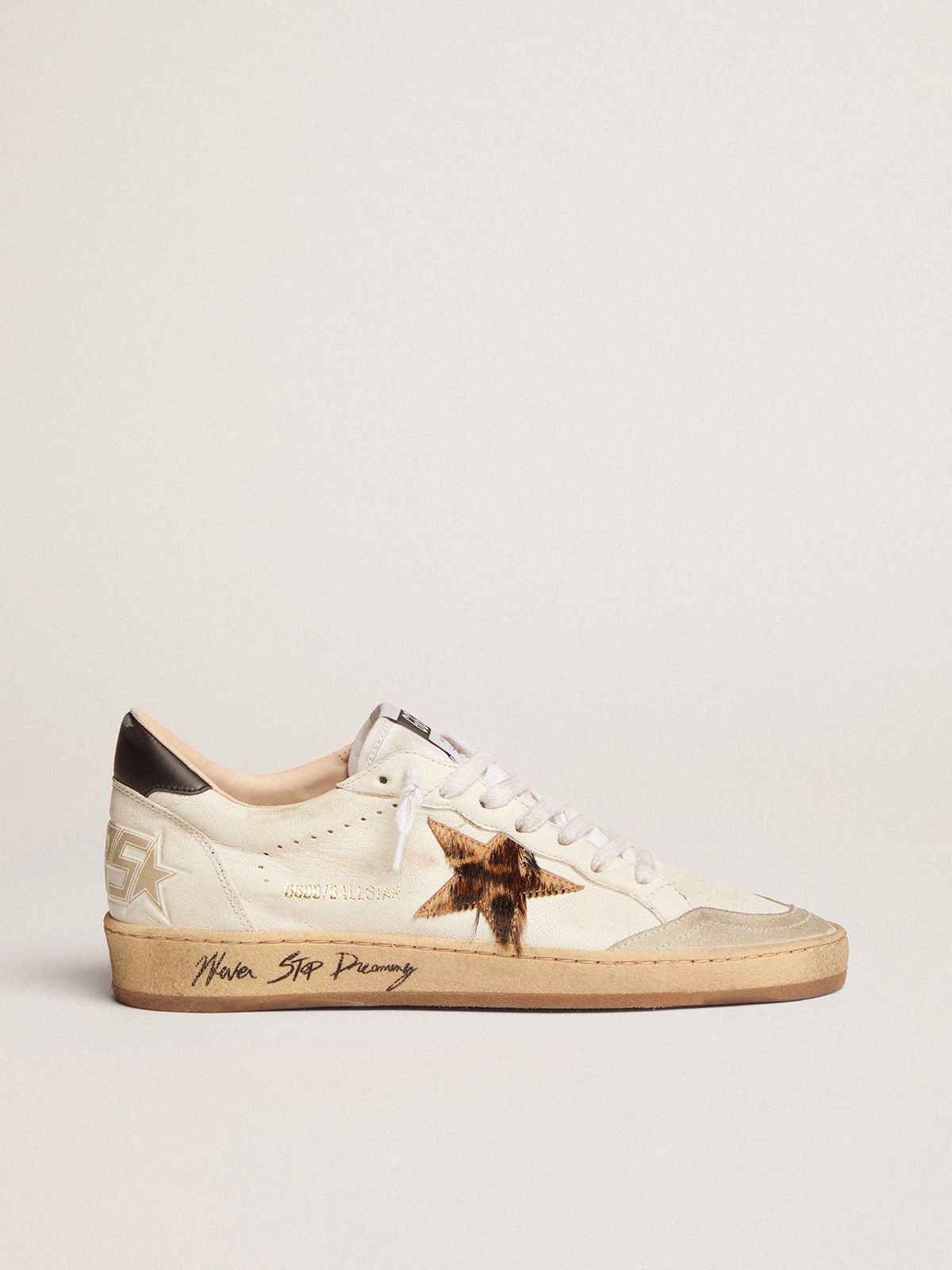 Ball Star sneakers with leopard-print pony skin star and black leather heel tab | 