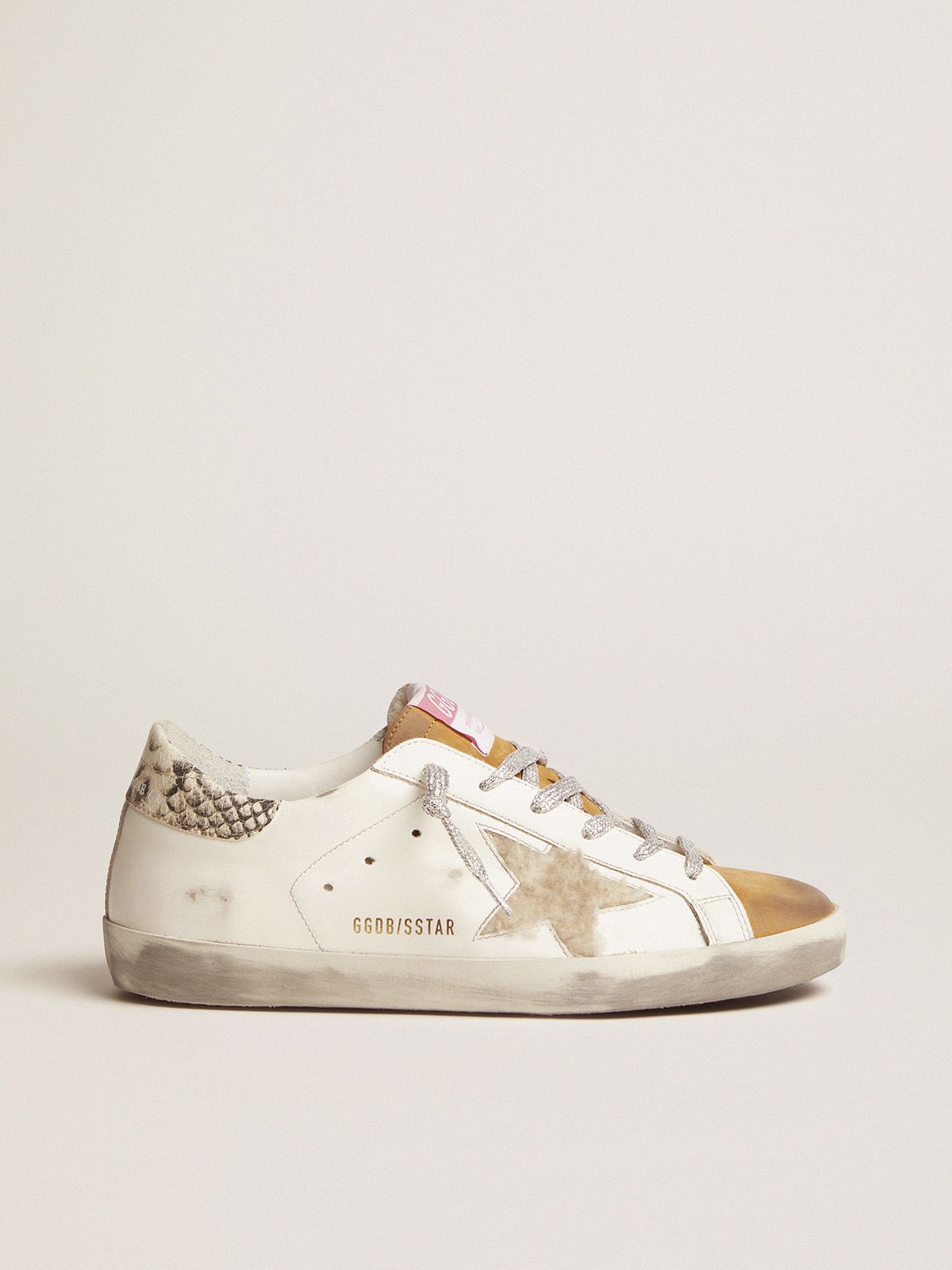 golden goose heel snake-print tab with from sneakers Super-Star made shearling