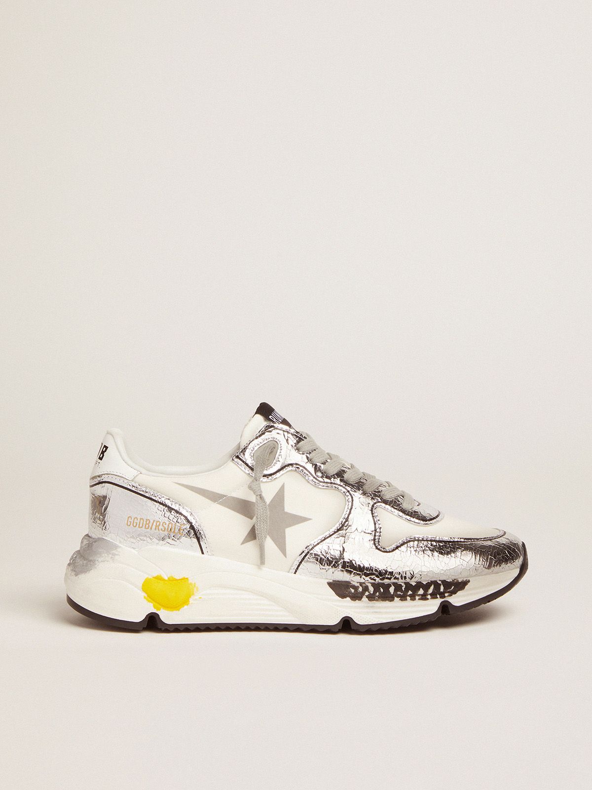 golden goose Running Silver Sole sneakers white and