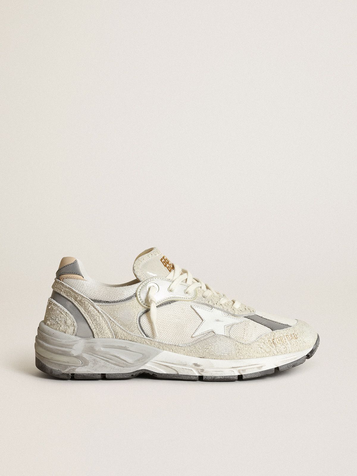 Goldengoose Ball Star Dad-Star sneakers in white and gray suede with white leather star