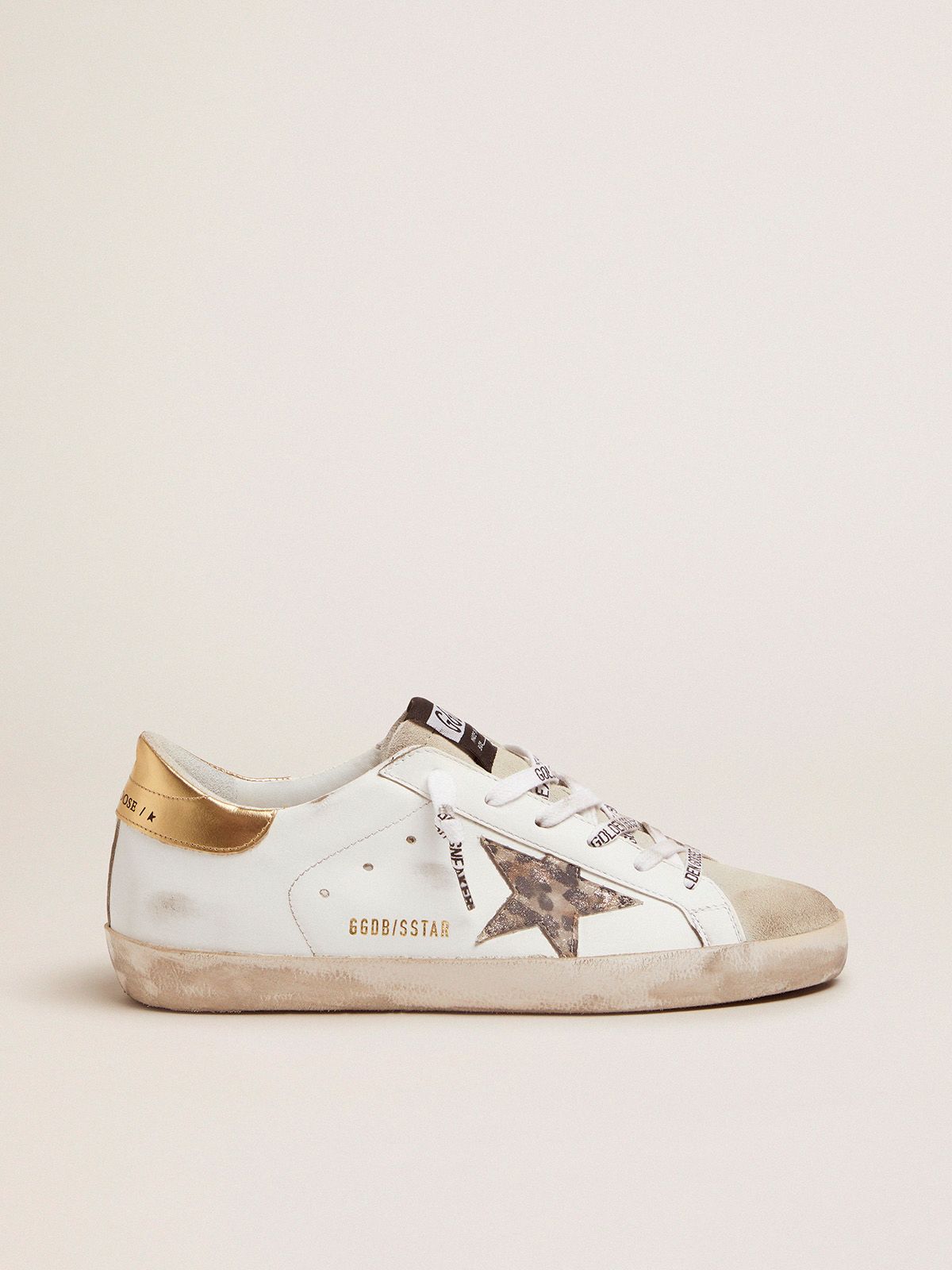 golden goose leopard-print star sneakers Super-Star White with