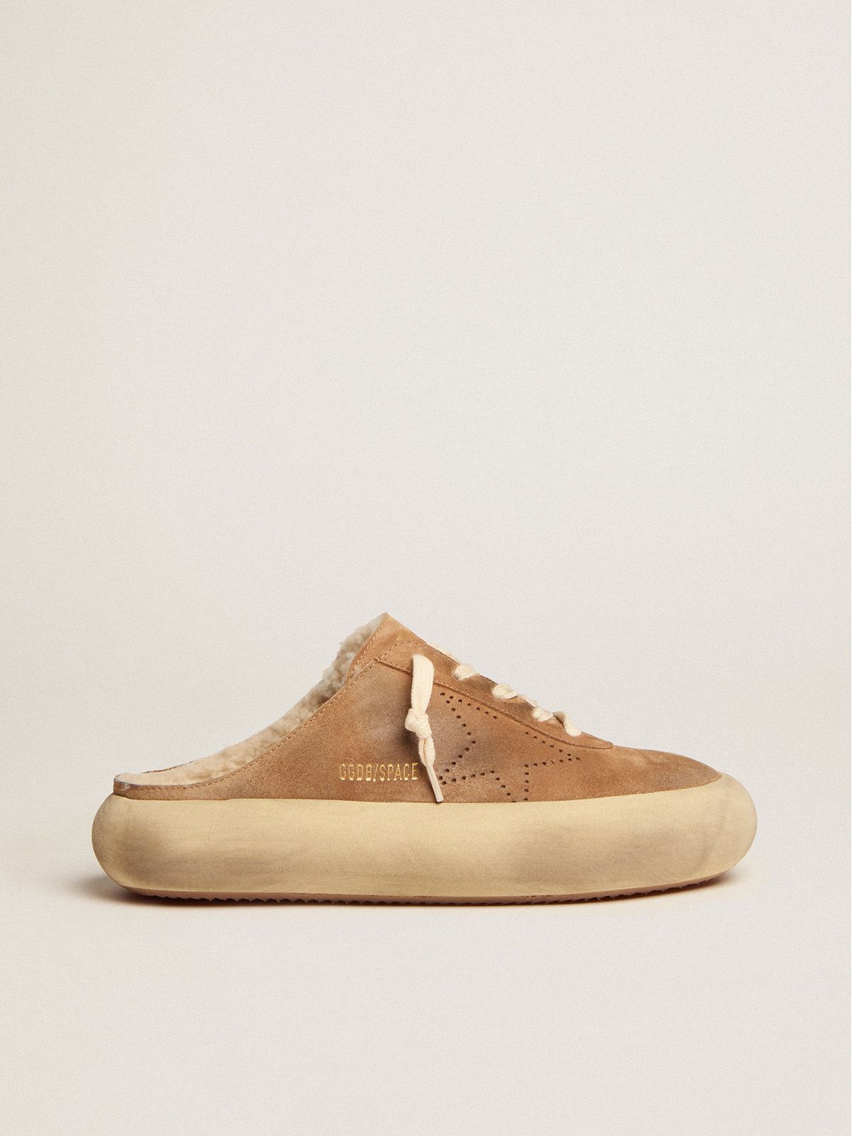 Space-Star Sabot shoes in tobacco-colored suede with shearling lining | 