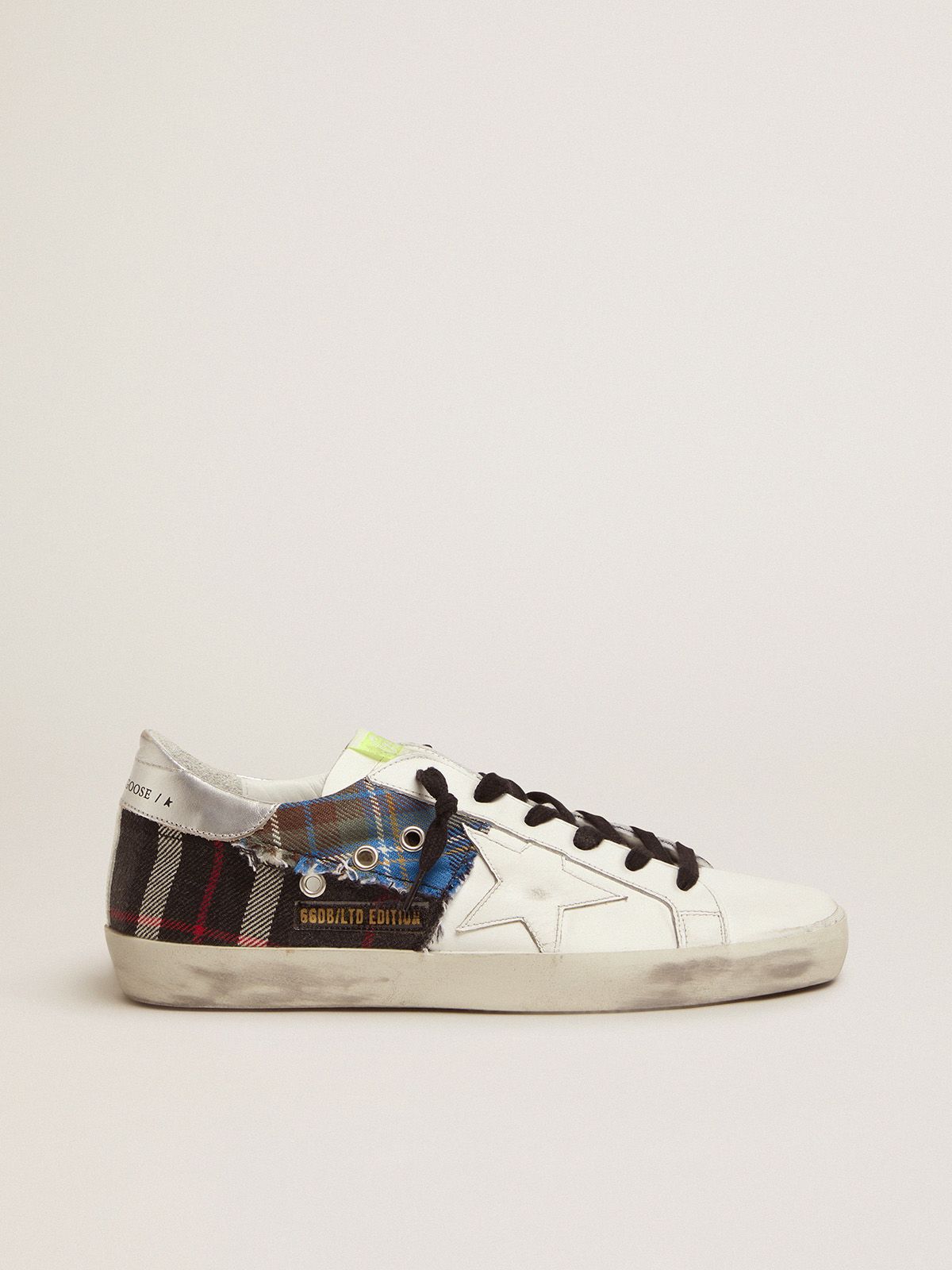 Sneakers Uomo Golden Goose Women's Limited Edition LAB white Super-Star sneakers with tartan insert