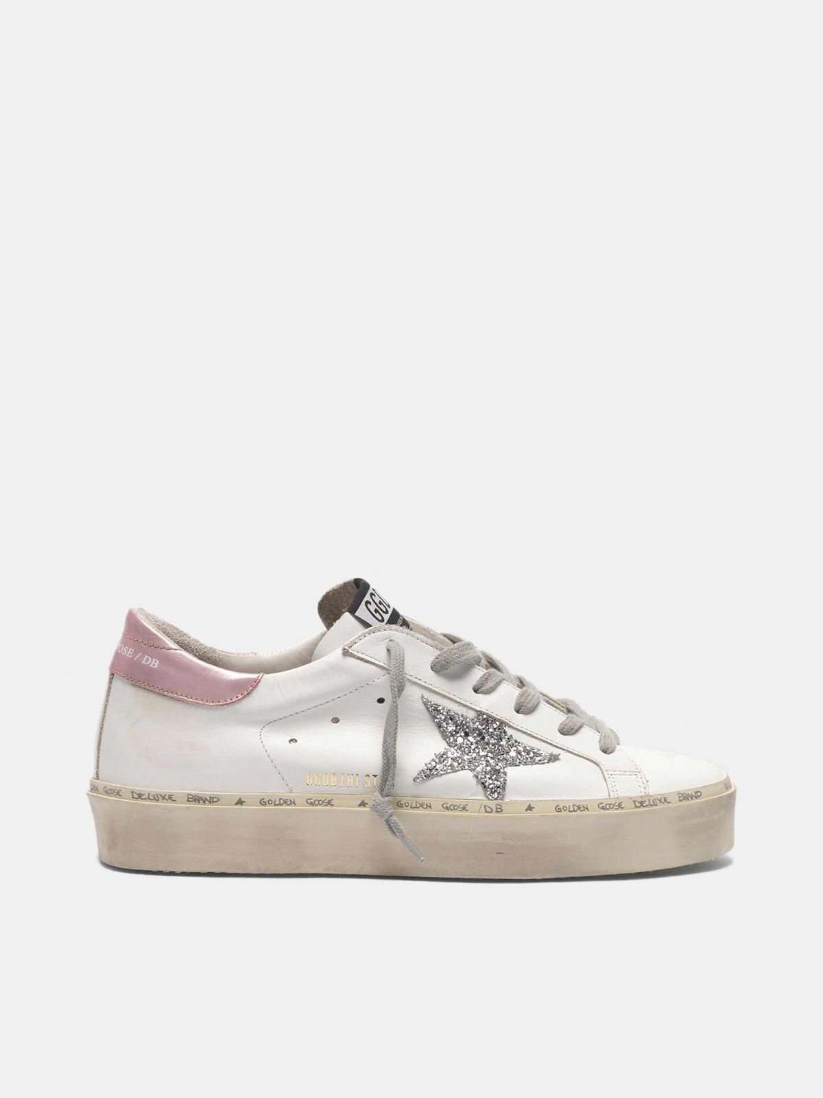 Sneakers Golden Goose Uomo Hi Star sneakers with glittery star and laminated heel tab