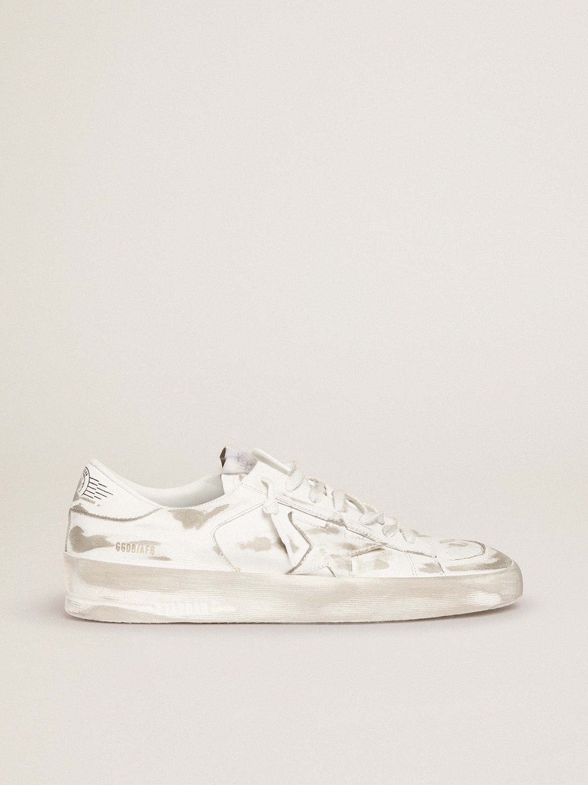golden goose leather lived-in treatment white sneakers in Stardan with
