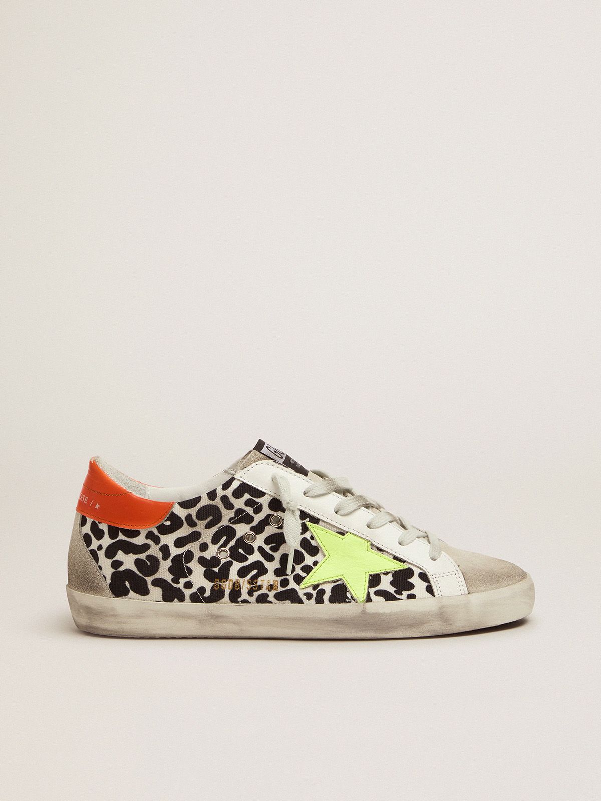 Sneakers Uomo Golden Goose Leopard-print and neon Super-Star sneakers