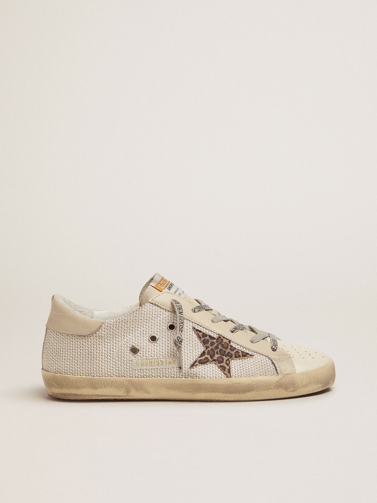 golden goose leopard-print sneakers Super-Star star in with mesh