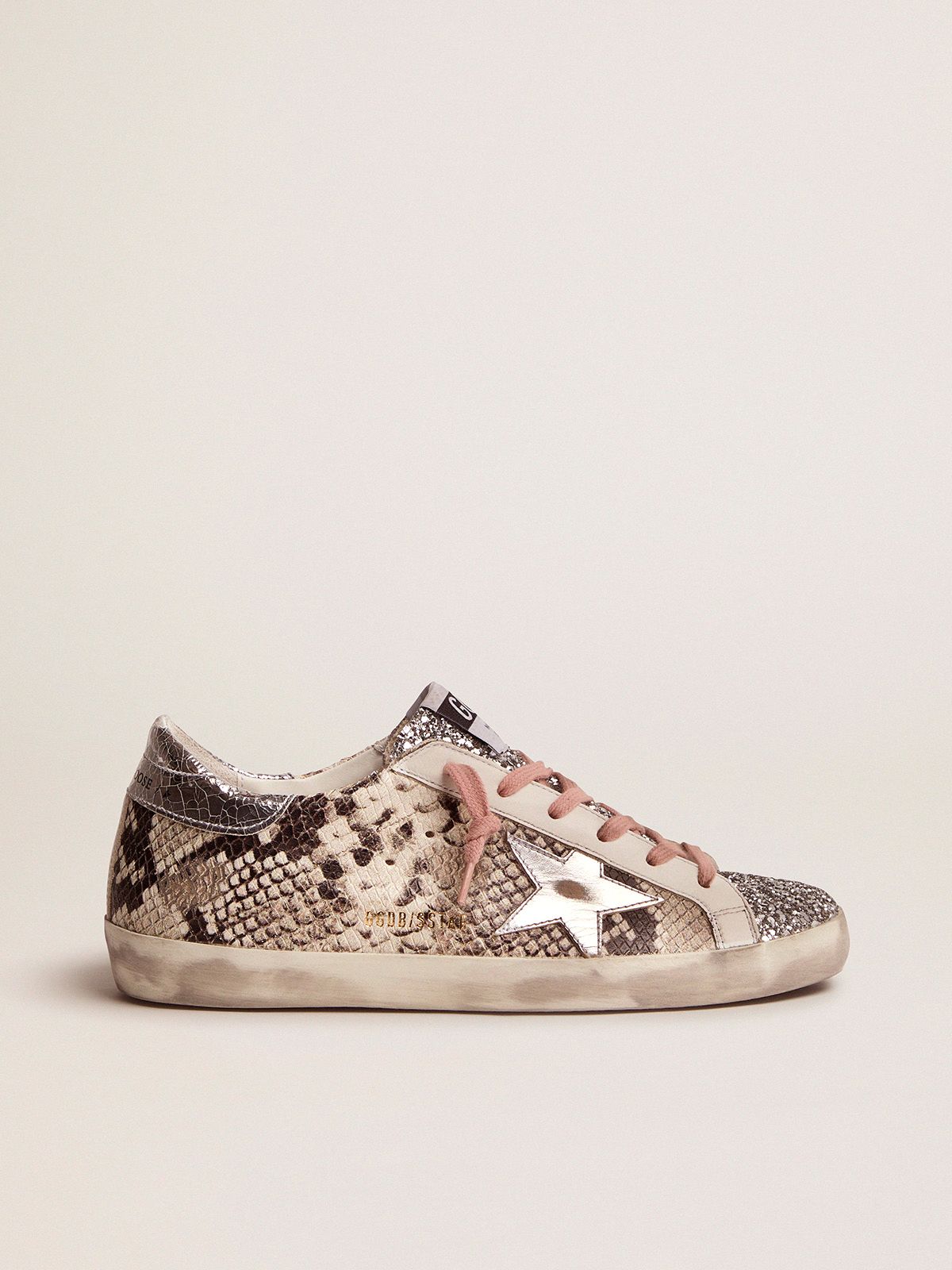 golden goose and Super-Star sneakers LTD with print snake glitter