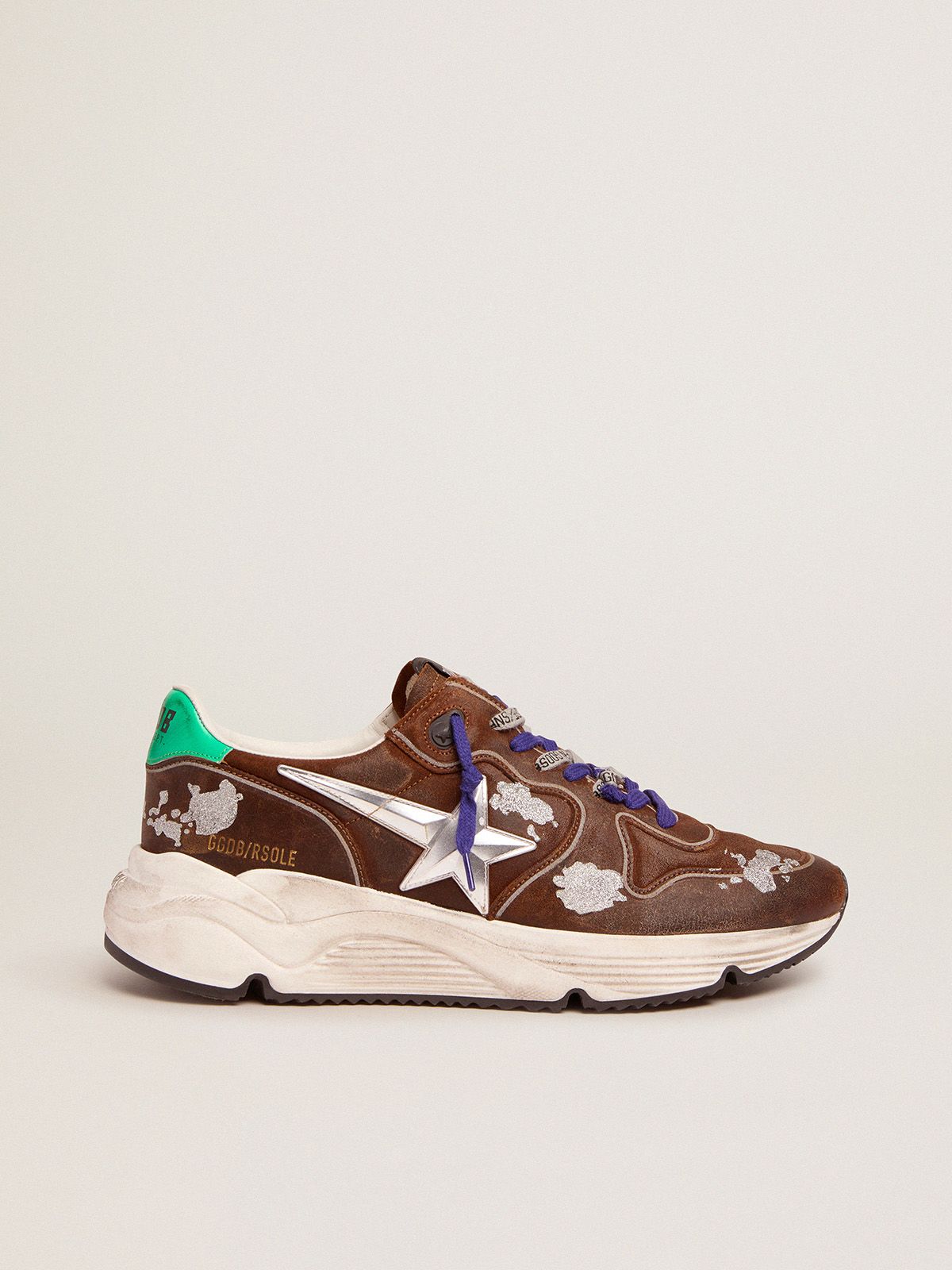 golden goose with sneakers Sole 3D in cognac-colored suede star Running