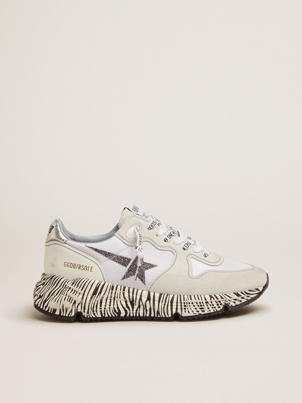 golden goose zebra-print crystals with sole and sneakers Running Sole