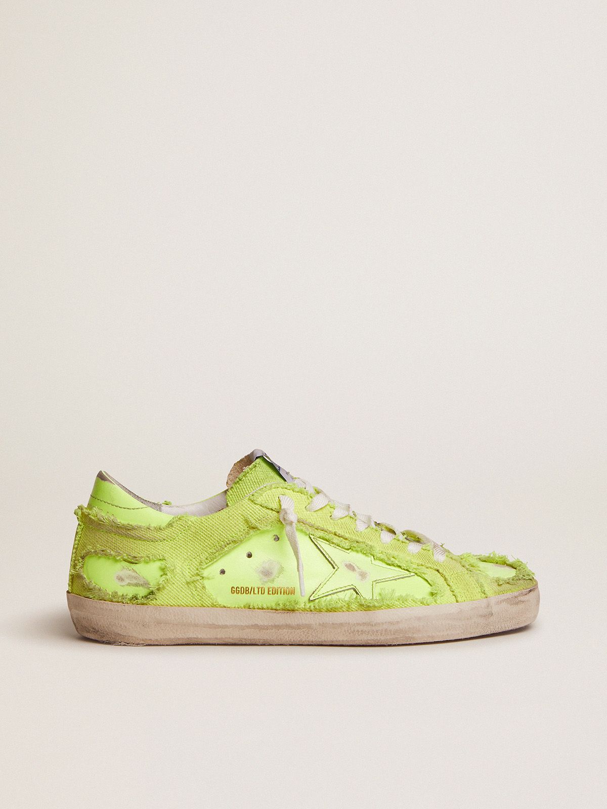 Super-Star LAB sneakers in fluorescent yellow leather and canvas | 