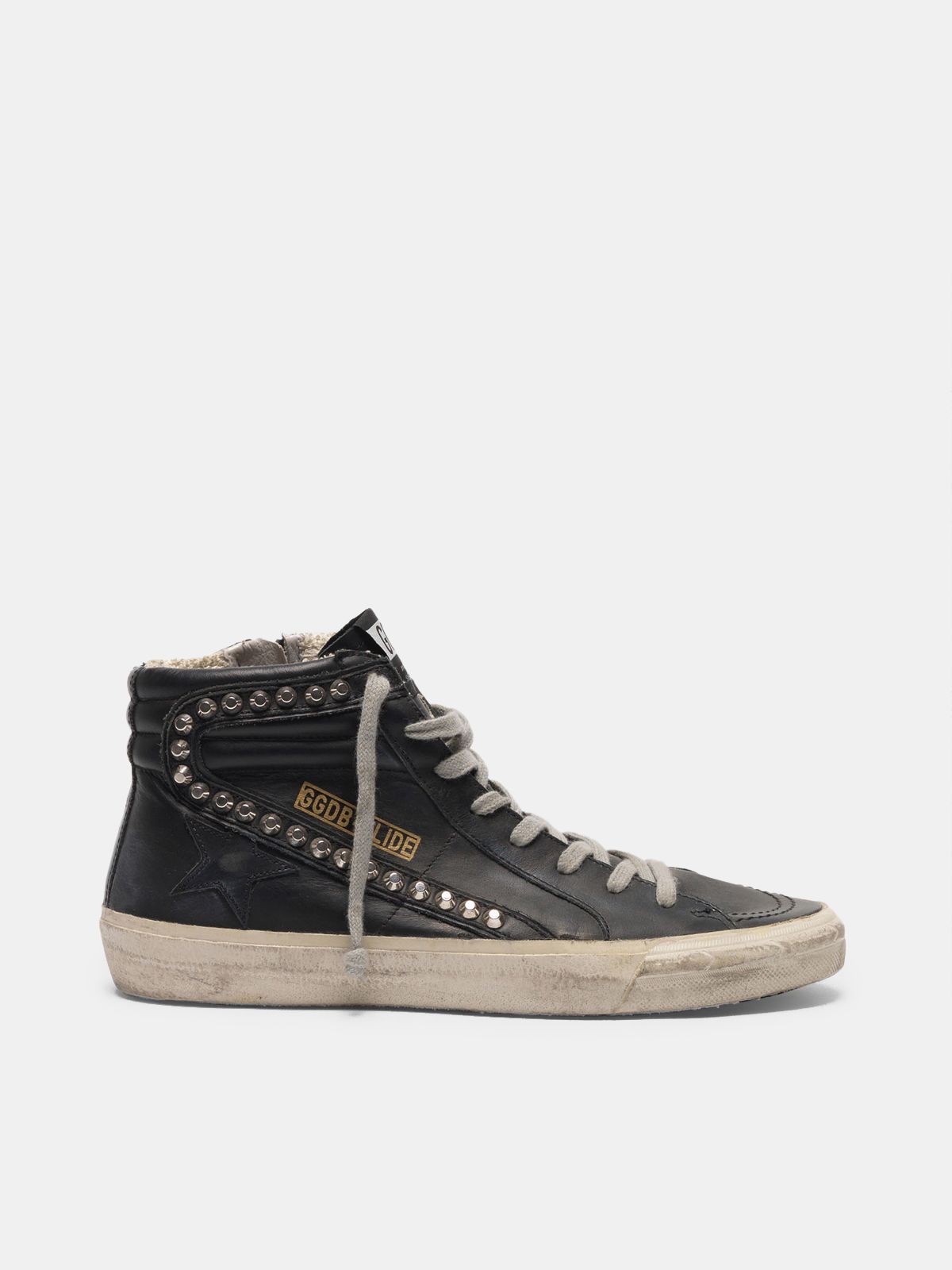 Slide sneakers in metal studded leather | 