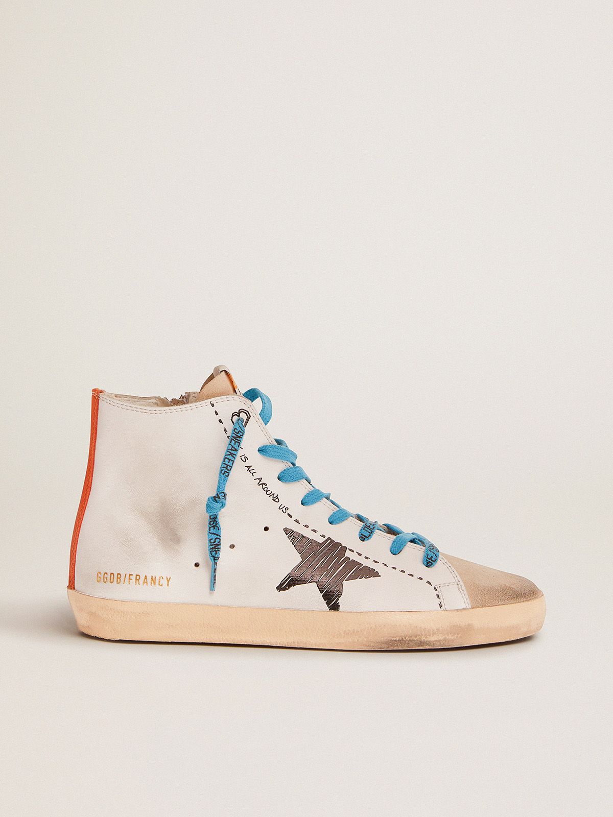 golden goose tab star sneakers Francy and nubuck with black printed heel leather
