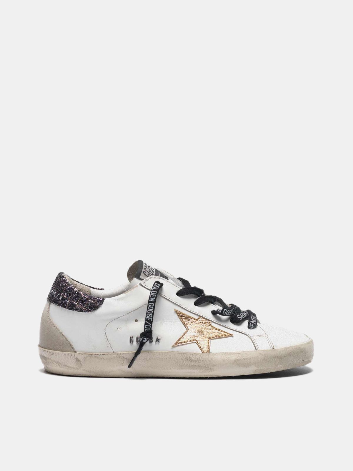Sneakers Uomo Golden Goose Super-Star sneakers with gold star and glittery heel tab