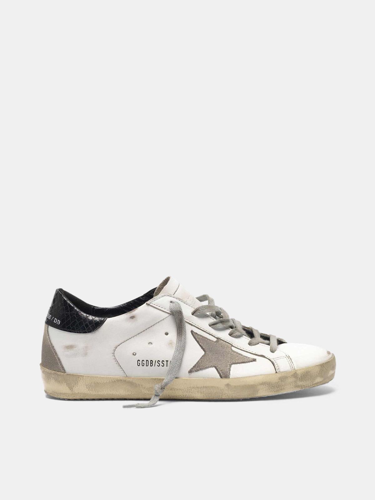 golden goose sneakers printed glossy Super-Star tab with heel leather