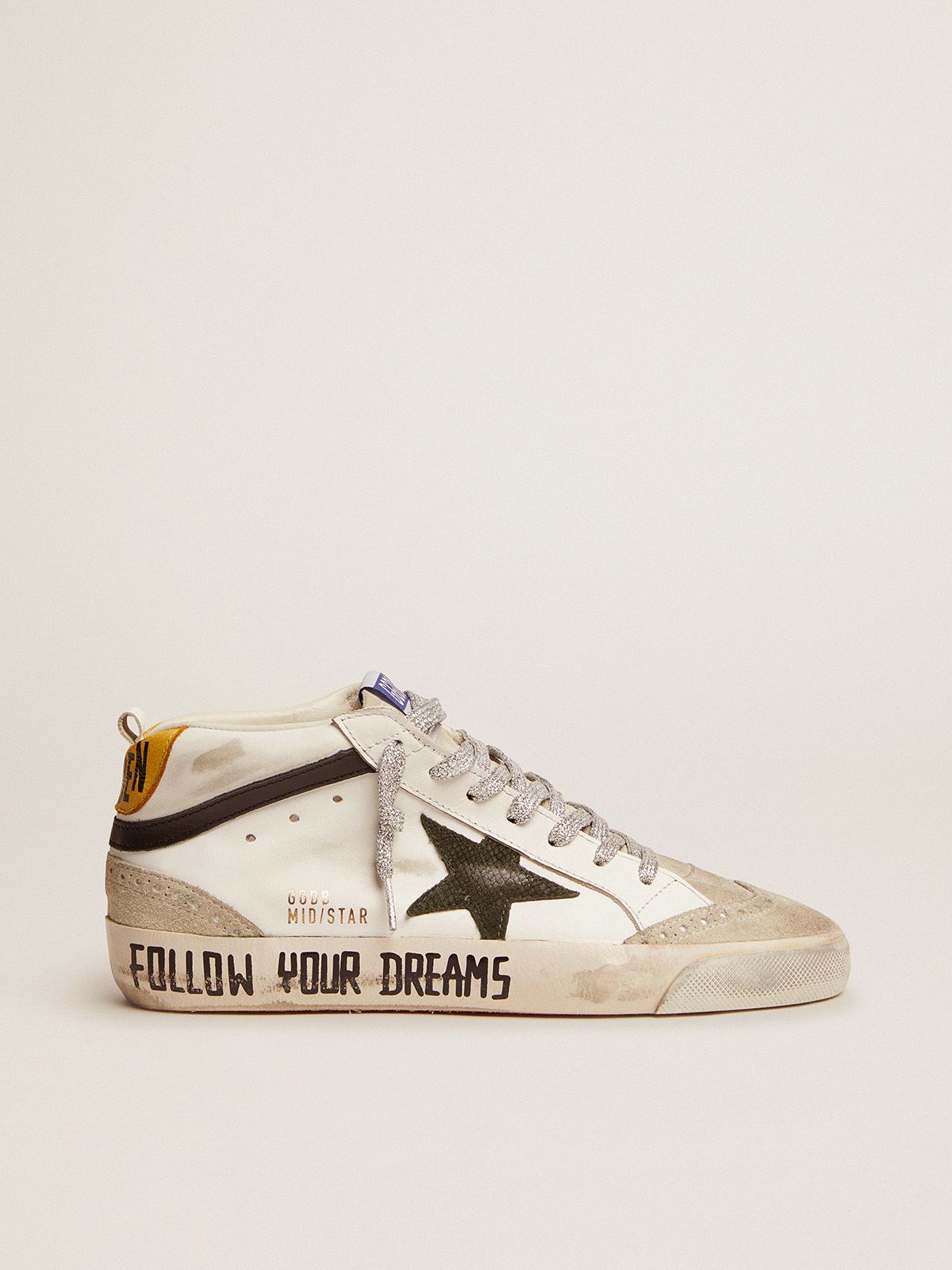 golden goose star suede sneakers and snake-print upper with leather LTD Star Mid