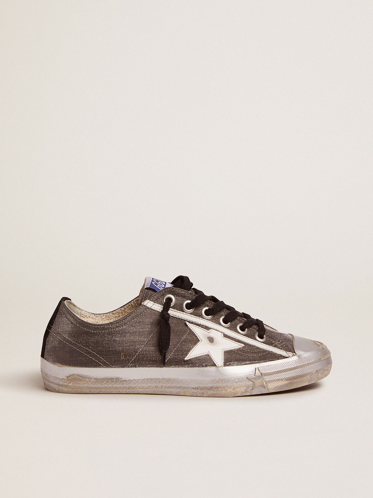 golden goose white checkered sneakers Dark with star LTD and pattern V-Star gray