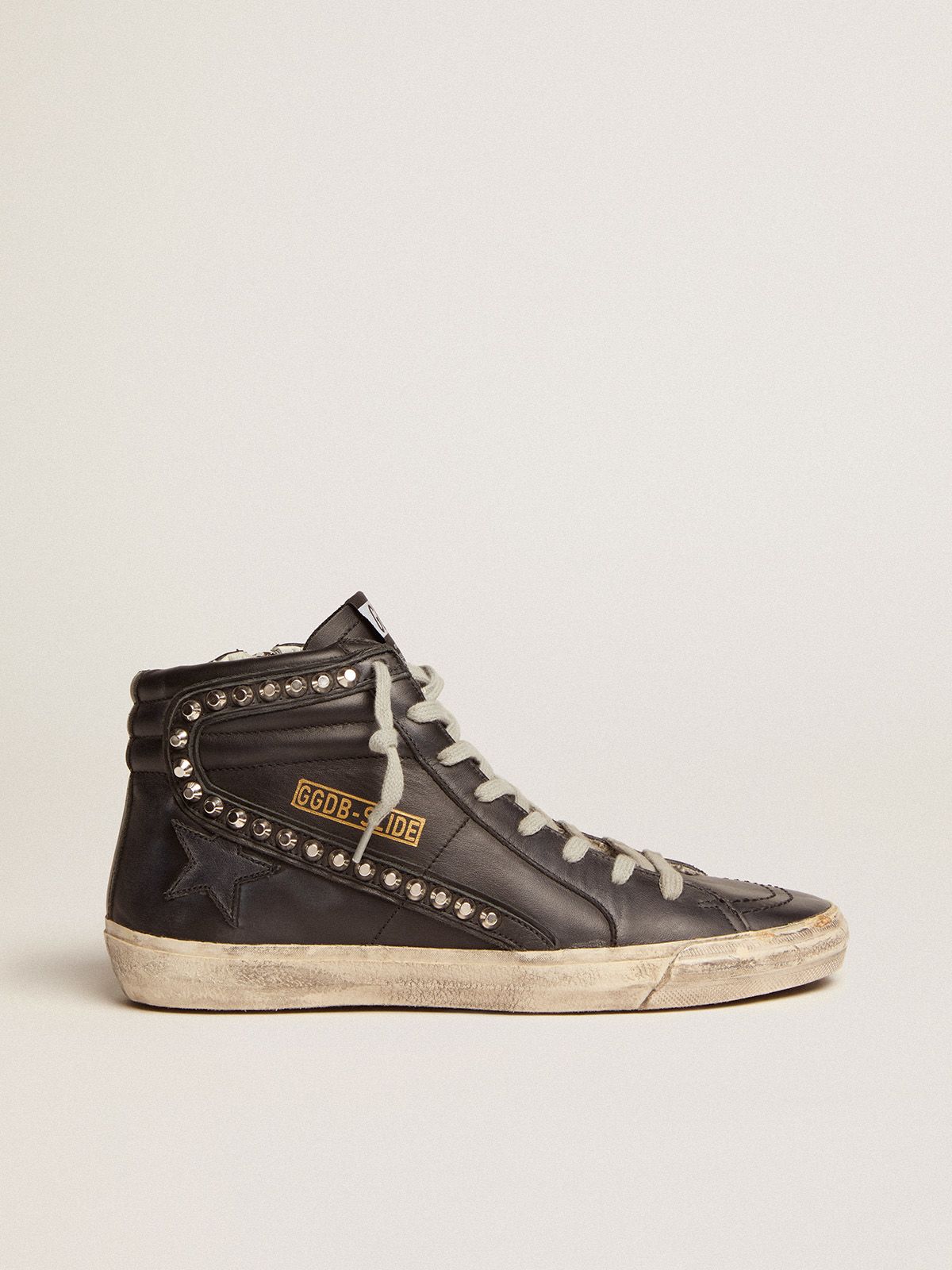 golden goose sneakers leather Slide in metal studded
