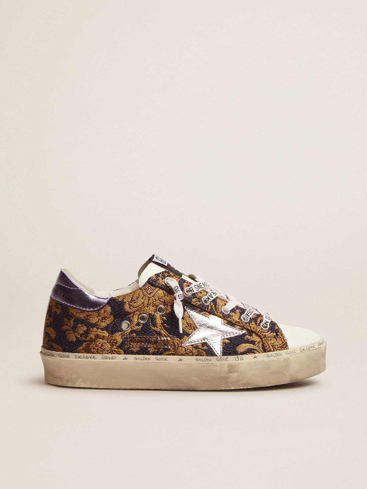 golden goose laminated sneakers detail Star brocade in Hi with jacquard