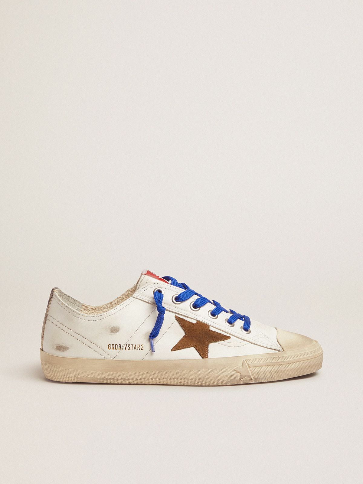 Golden Goose Saldo Uomo V-Star sneakers LTD with snake-print vertical strip and blue laces