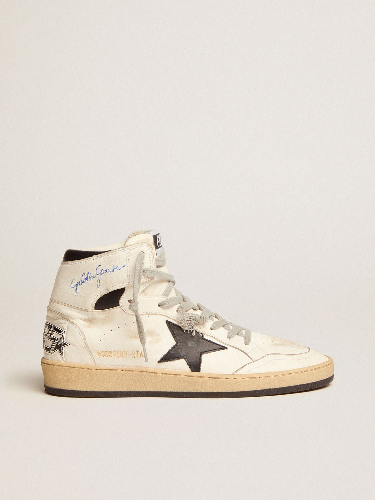 Sky-Star sneakers with signature on the ankle and black leather inserts | 