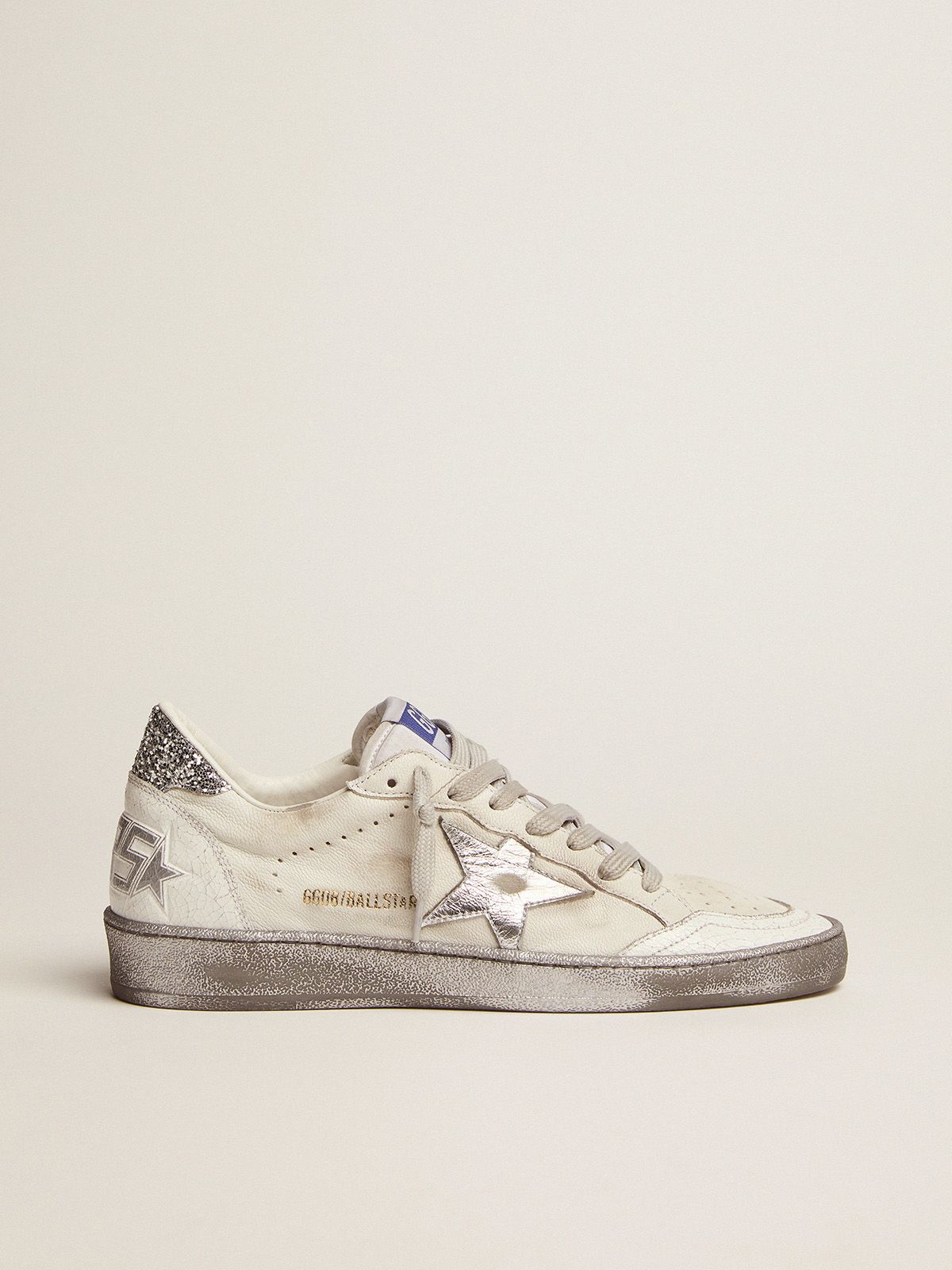 Ball Star LTD sneakers with silver glitter heel tab and silver laminated leather star | 