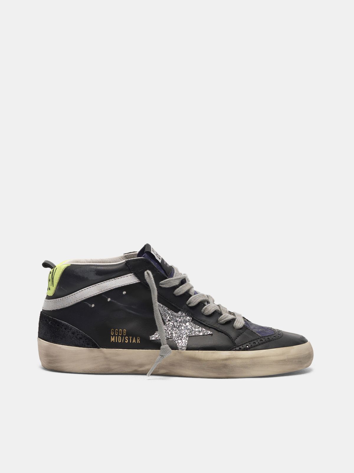 Golden Goose Sneakers Uomo Mid Star sneakers in smooth leather and suede with glitter star