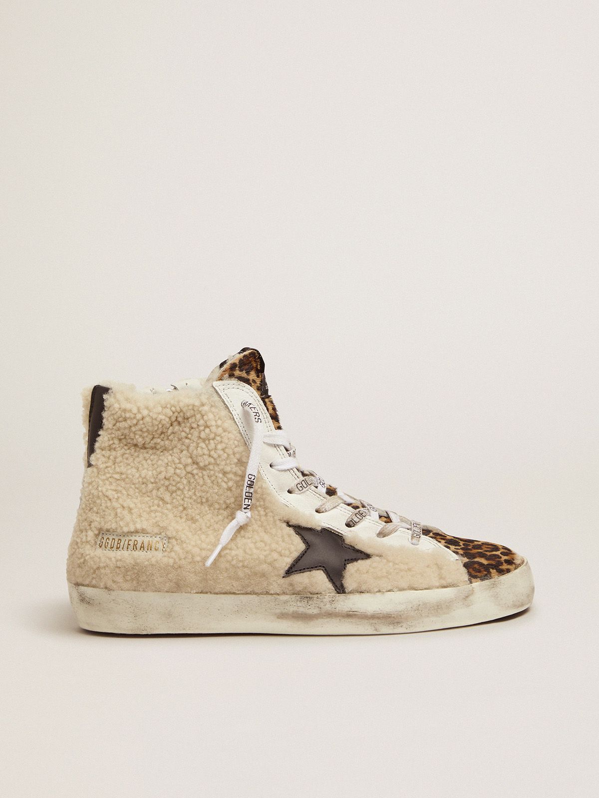 Francy sneakers made of shearling and pony skin with a leopard print