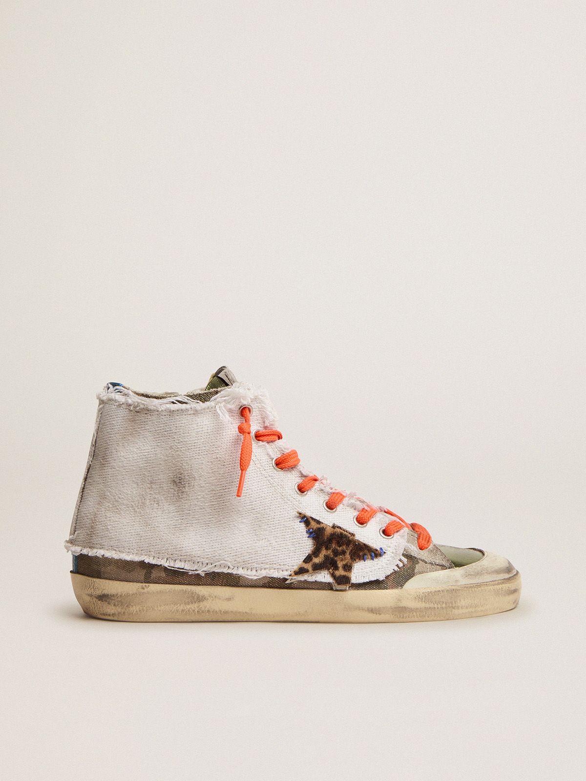 Golden Goose Uomo Saldi Francy Penstar LAB sneakers with camouflage print and superimposed white canvas