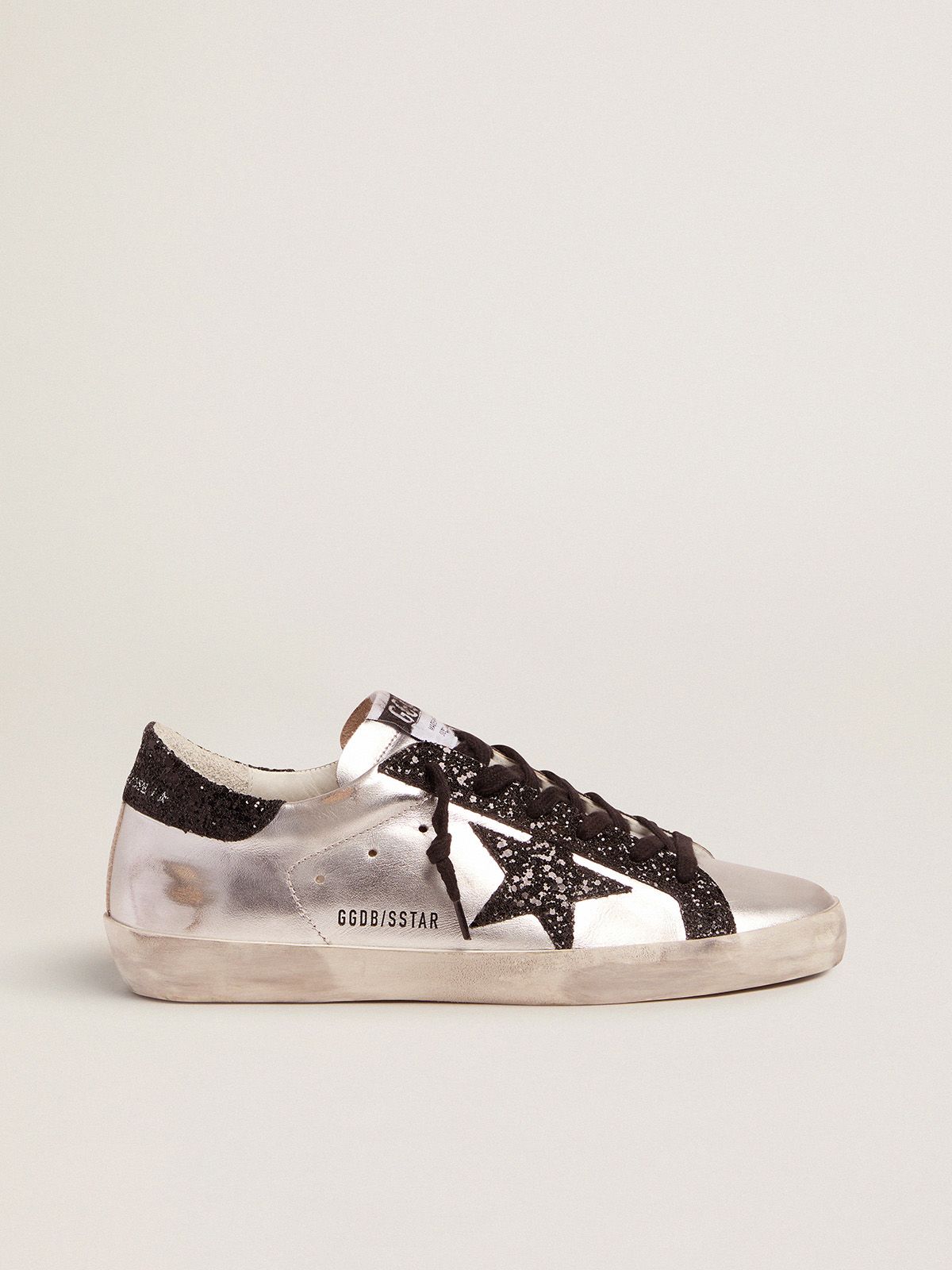 Sneakers Uomo Golden Goose Silver Super-Star sneakers with glitter details