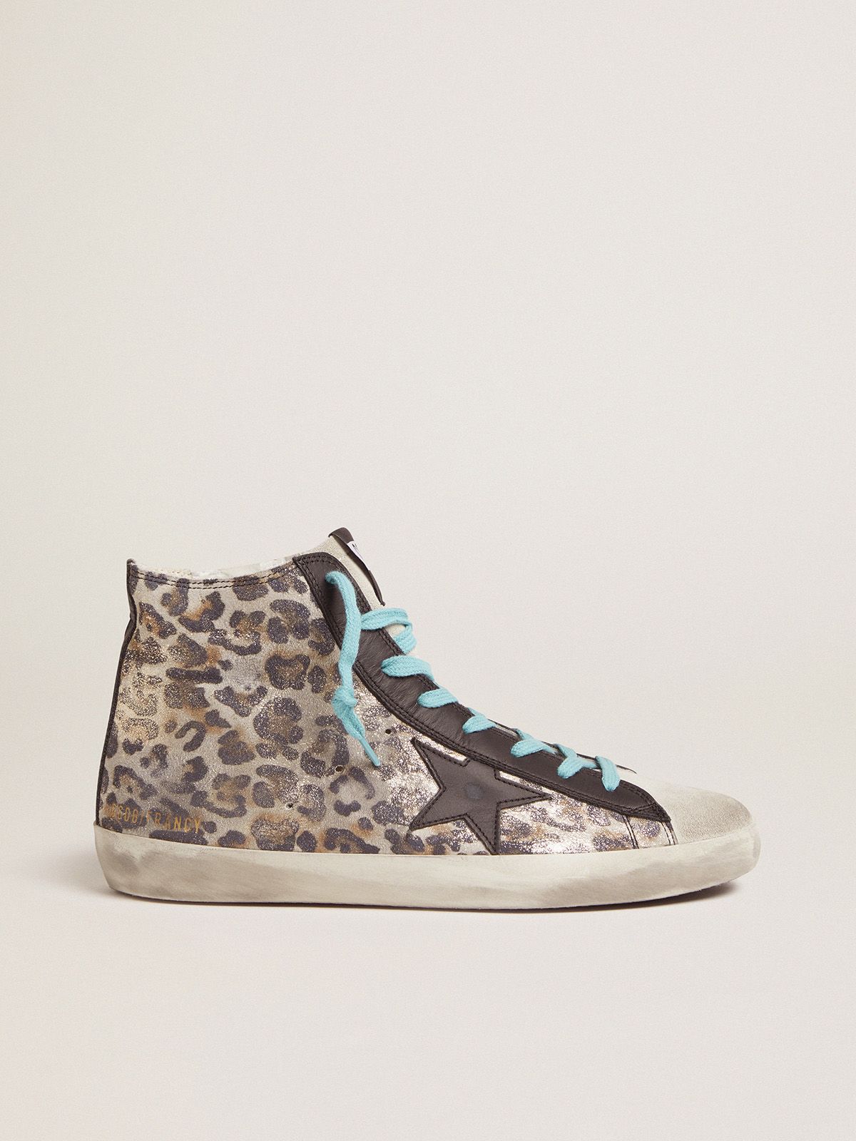Leopard-print Francy sneakers with blue laces | 