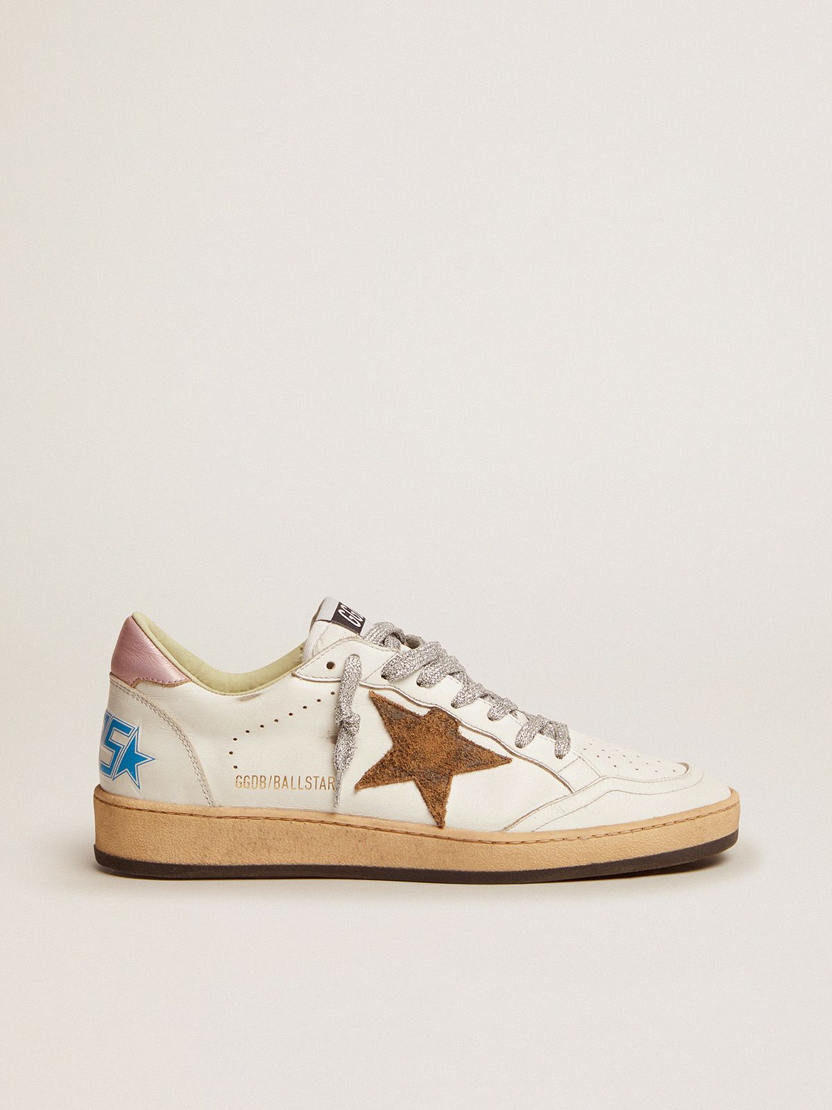 Golden Goose Sneakers Donna Ball Star sneakers with leopard-print star and pink laminated leather heel tab