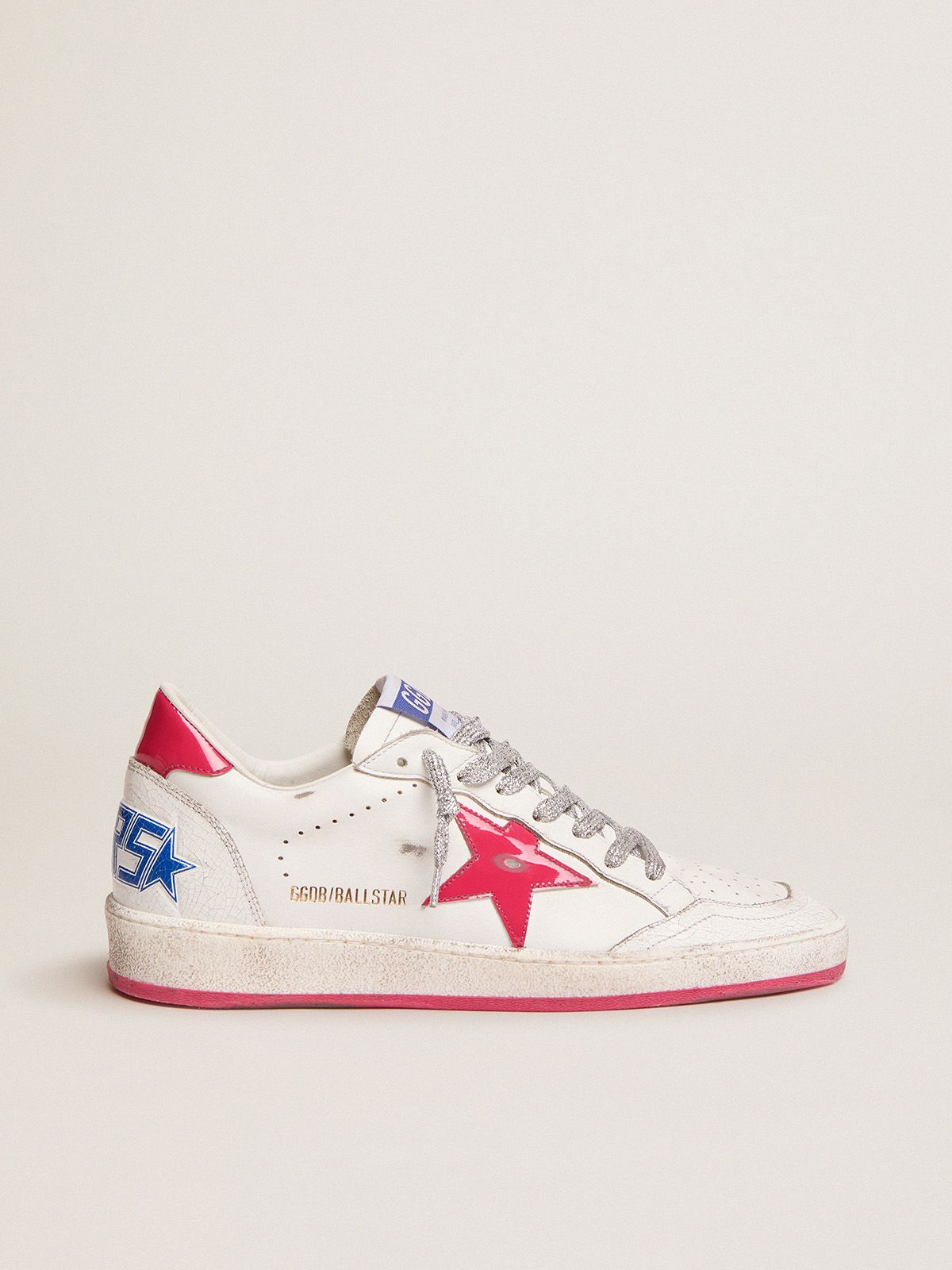 Golden Goose Sneakers Donna Ball Star LTD sneakers in white leather with red patent leather detail