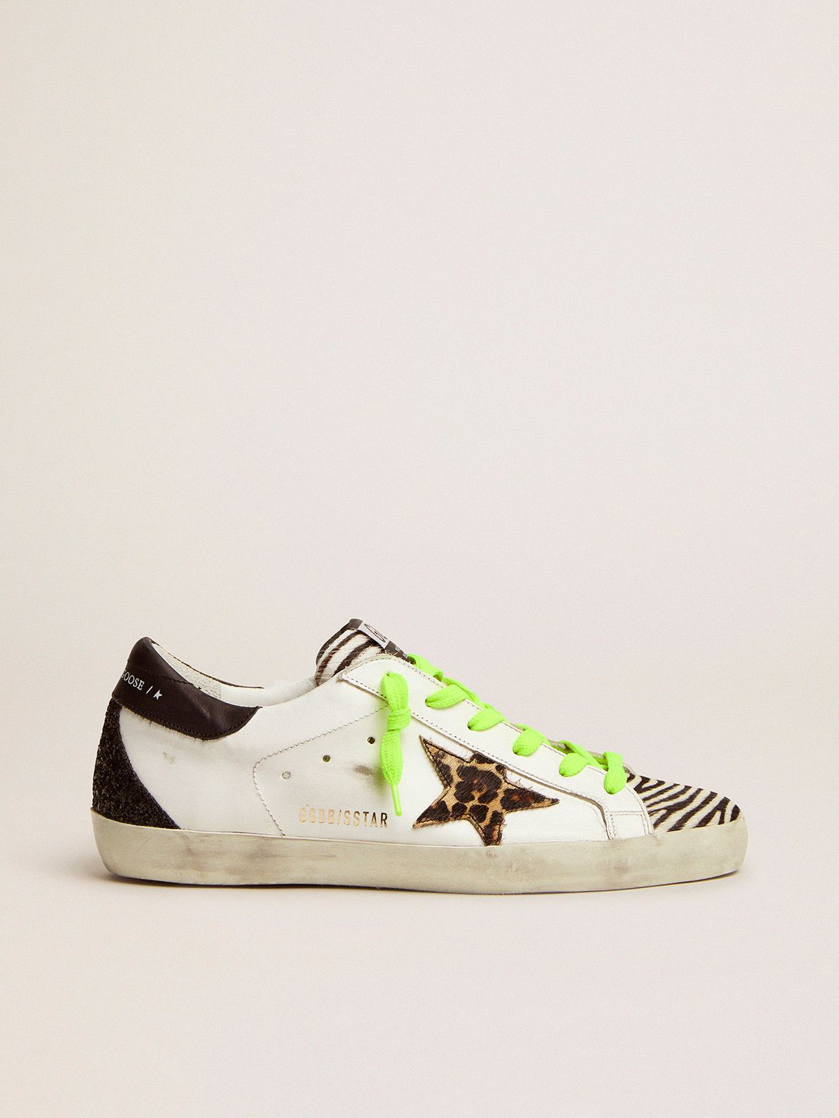 Sneakers Uomo Golden Goose Super-Star LTD sneakers with animal-print pony skin tongue and star