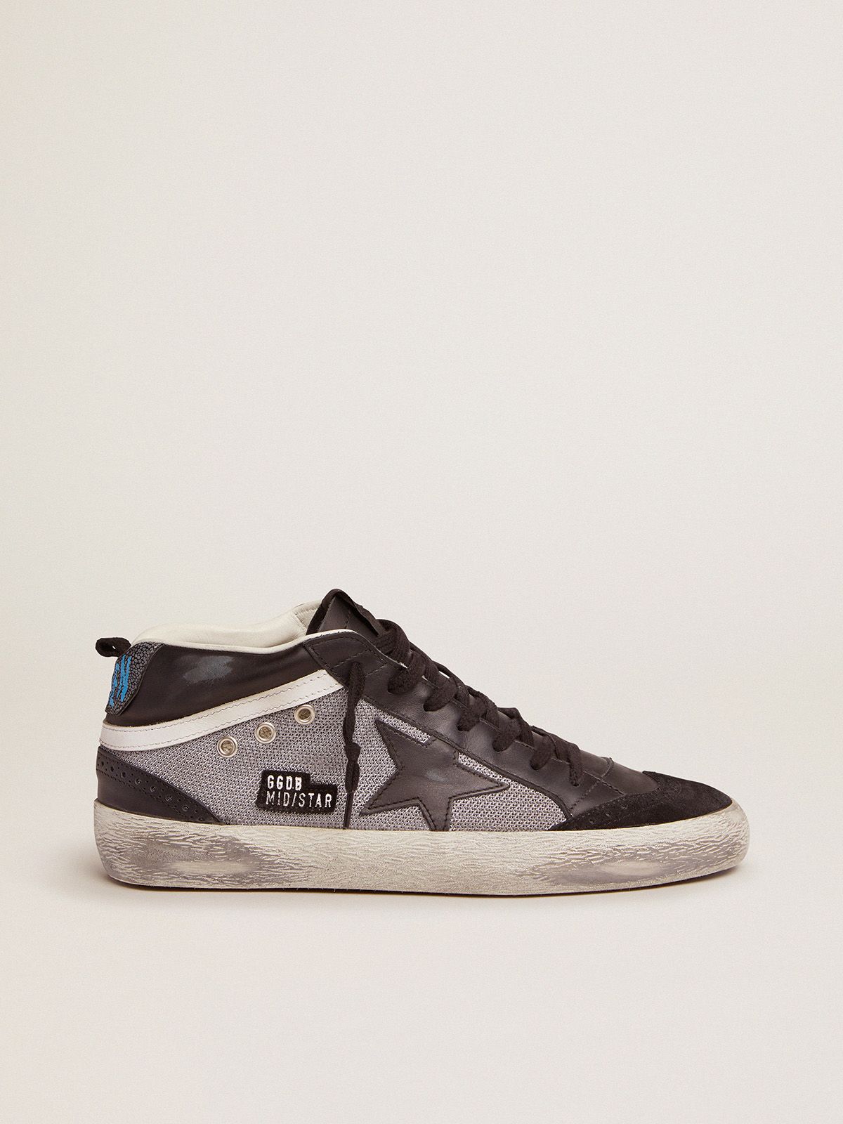 Mid Star sneakers in black leather and silver mesh