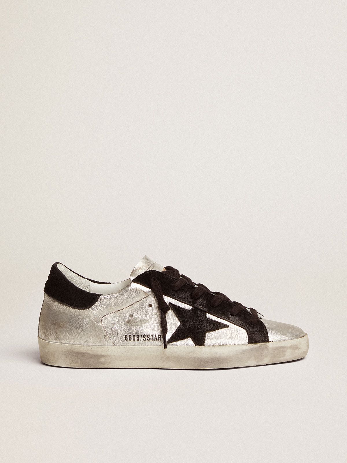 Super-Star sneakers in silver leather with contrasting inserts | 