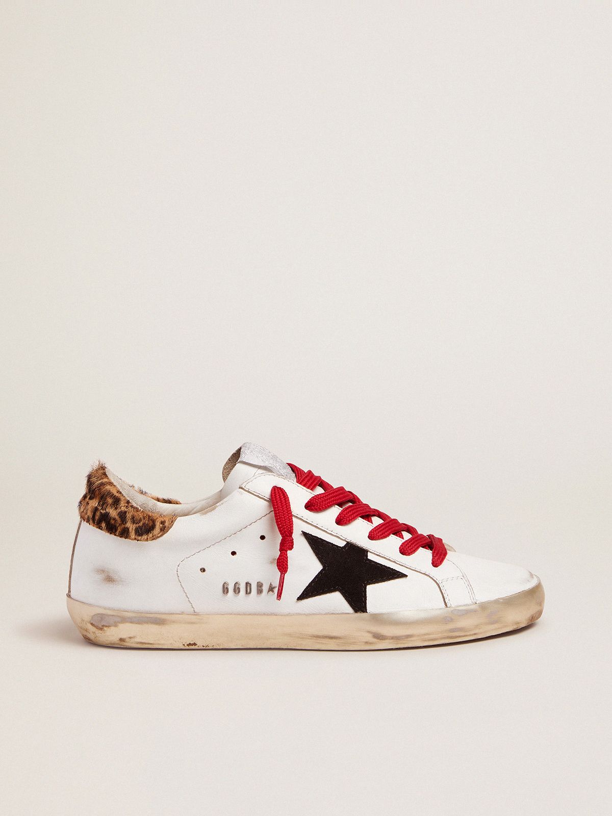 Sneakers Uomo Golden Goose Super-Star sneakers with leopard-print heel tab and red laces