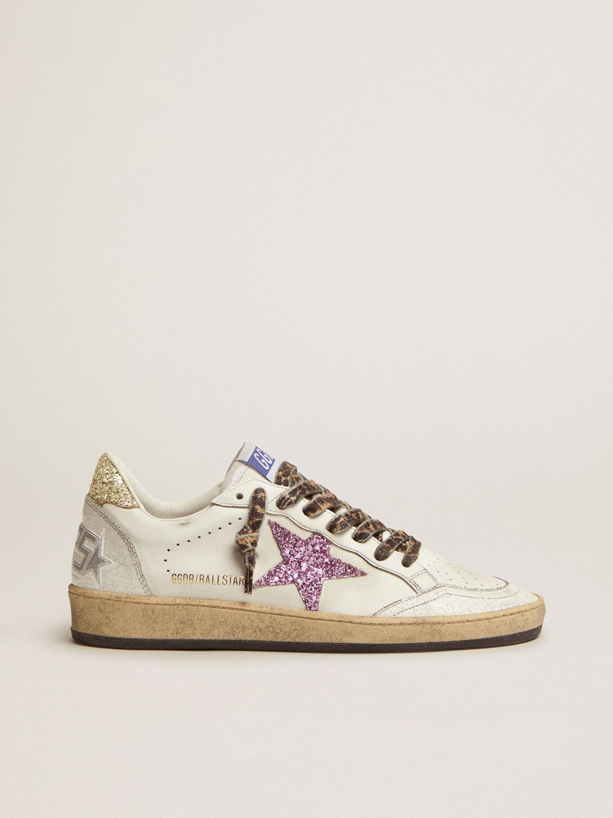 Ball Star LTD sneakers in white leather with colored glitter heel tab and star | 