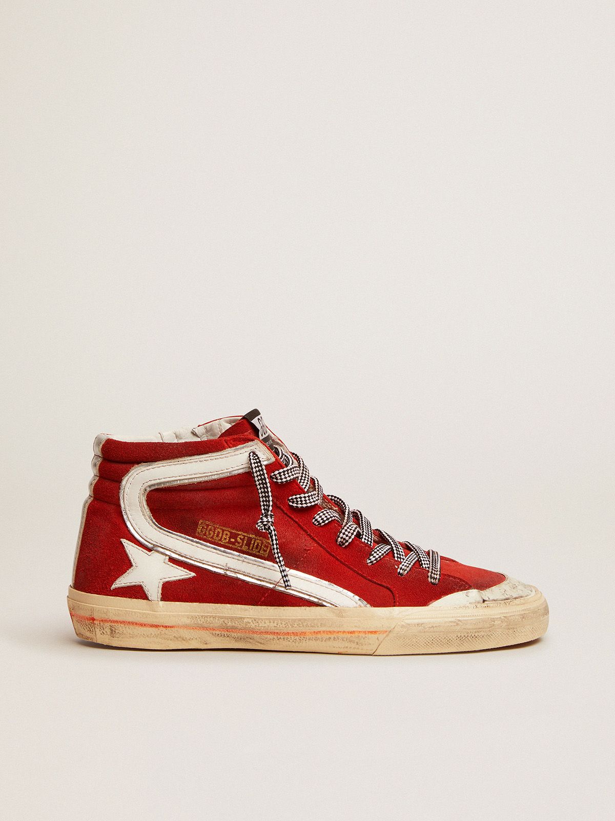 golden goose in red details white sneakers Penstar Slide with suede