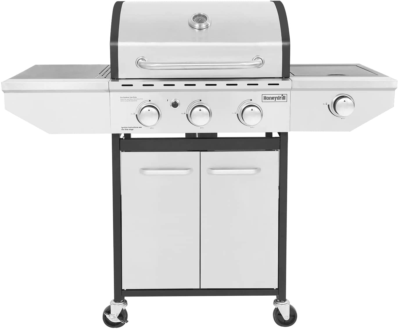 DIMAR GARDEN 3Burner Propane Gas Grill with Side Burner, Outdoor Cabi