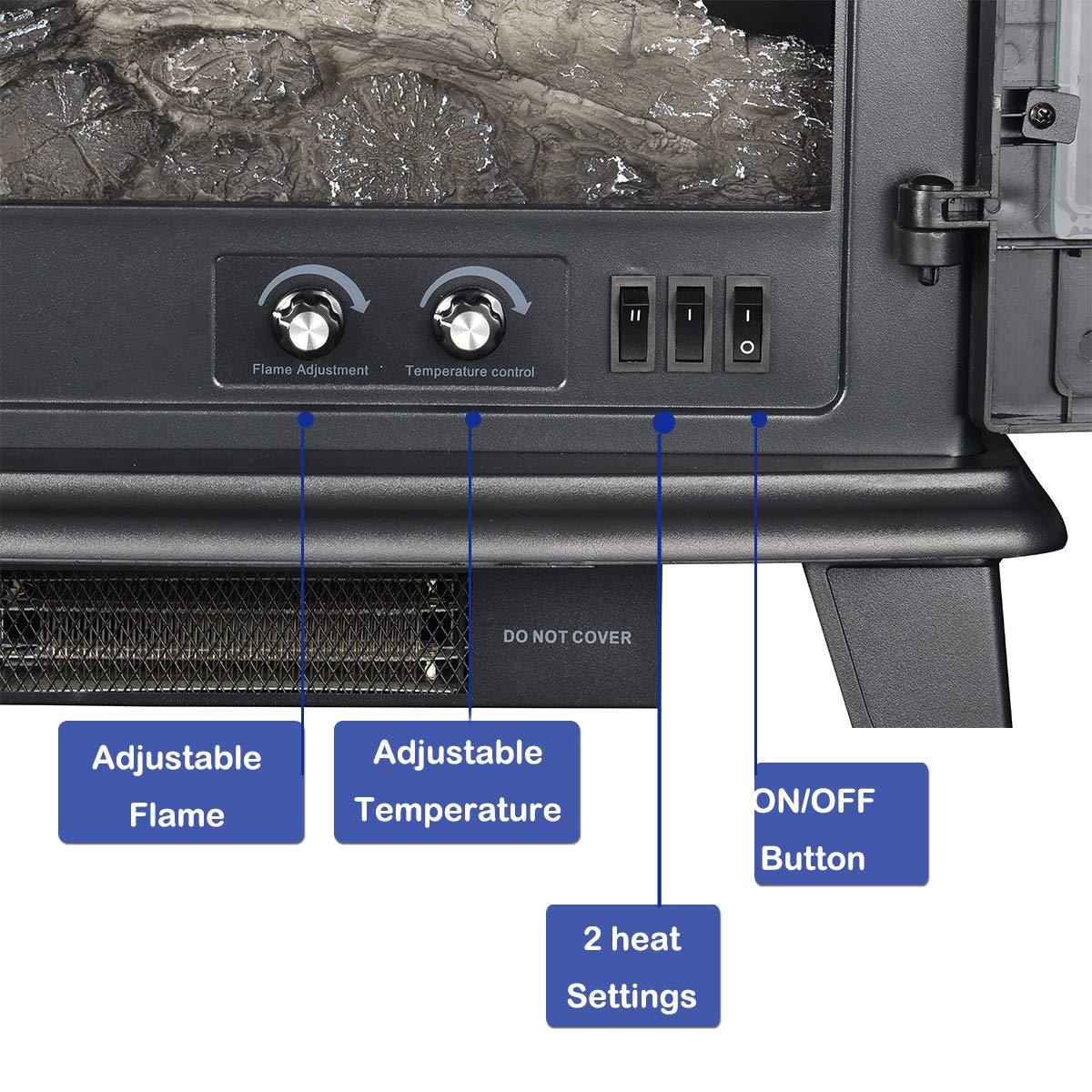23" Freestanding Electric Fireplaces with Dimmer/Temperature Control