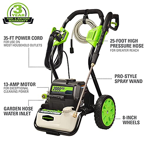 Greenworks GPW2000-1 2000 PSI 1.2 GPM Electric Pressure Washer